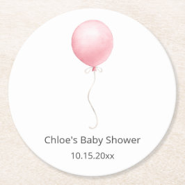 Rosa Balloon Baby Shower Underlägg Papper Rund