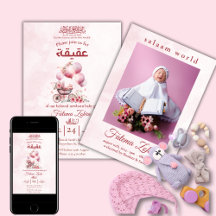 Rosa Balloon Barnvagn Flicka Muslim Aqiqah