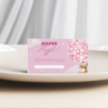 Rosa Balloon Bear Diaper Raffle Girl Baby Shower