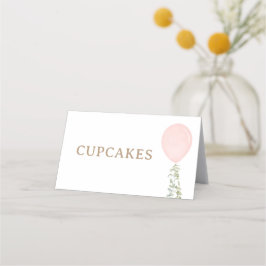 Rosa Balloon Birthday Food Labels Placeringskort