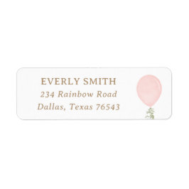 Rosa Balloon Birthday Return-adressetikett Returadress Etikett