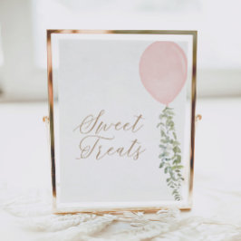 Rosa Balloon Birthday Sweet Treats-tecken Poster