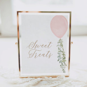 Rosa Balloon Birthday Sweet Treats-tecken Poster