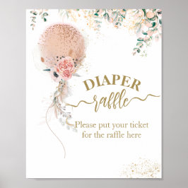 Rosa Balloon Blommigt Eucalyptus Baby Shower diape Poster