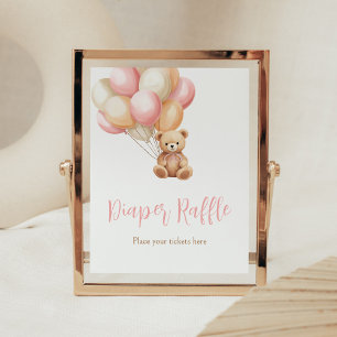 Rosa Balloon Boho Bear Baby Shower Raffle Poster
