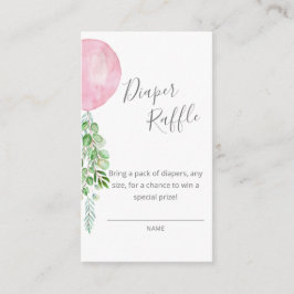 Rosa Balloon Diaper Raffle Biljett Tilläggskort