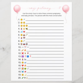 Rosa Balloon Emoji Pictionary Baby Shower Game