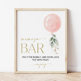 Rosa Balloon, Eucalyptus, Greenery, Momosa Pub Poster