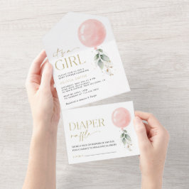 Rosa Balloon, eukalyptus, Greenery, Baby Shower