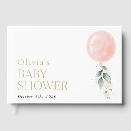 Rosa Balloon, eukalyptus, Greenery, Baby Shower Gästböcker