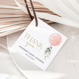 Rosa Balloon, eukalyptus, Greenery, Baby Shower Gåvor Etiketter