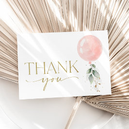Rosa Balloon, eukalyptus, Greenery, Baby Shower Tack Kort
