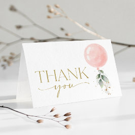 Rosa Balloon, eukalyptus, Greenery, Baby Shower Tack Kort