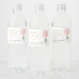 Rosa Balloon, eukalyptus, Greenery, förstaårsdagen Vattenflaskor Etikett