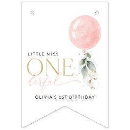 Rosa Balloon, eukalyptus, Greenery, förstaårsdagen Vimplar