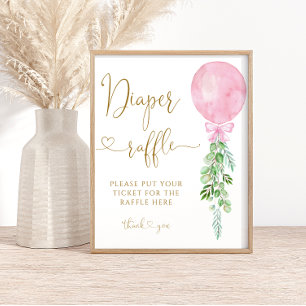Rosa Balloon Girl Diaper Raffle Poster