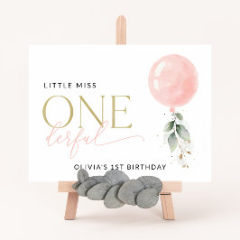 Rosa Balloon, Greenery, första födelsedag Välkomna Poster
