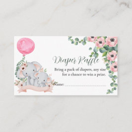 Rosa Balloon Mamma Baby Elephant Diaper raffle Car Tilläggskort
