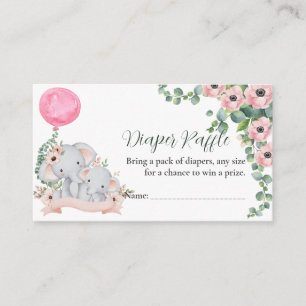 Rosa Balloon Mamma Baby Elephant Diaper raffle Car Tilläggskort
