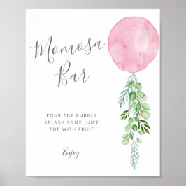 Rosa Balloon Mimosa Pub Baby Shower Game Poster