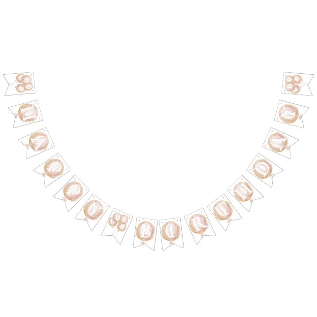 Rosa Balloon & stars 1:a Grattis på födelsedagen-b Vimplar (Alla)