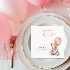 Rosa Balloon Vi kan tidigt vänta på babyskor Pappersservett