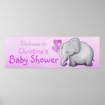 Rosa Balloons Elephant Girl Baby Shower