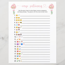 Rosa Balloons Emoji Pictionary Baby Shower Game