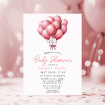 Rosa Balloons Watercolor Girl Baby Shower