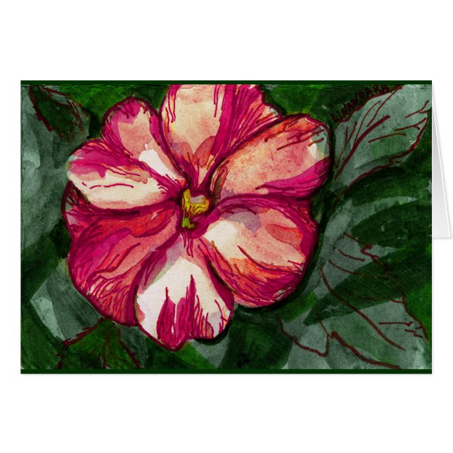 Rosa Balsam Flower Hälsningskort (Framsidan Horizontal)