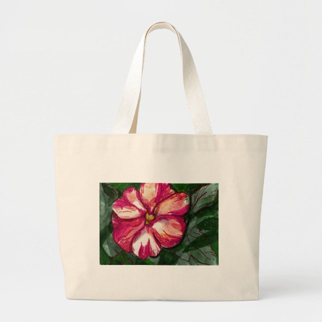 Rosa Balsam Flower Jumbo Tygkasse (Framsidan)