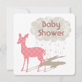 Rosa Bambi Baby Shower Inchange Inbjudningar