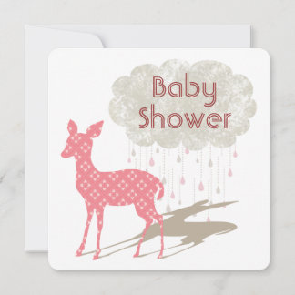 Rosa Bambi Baby Shower Inchange Inbjudningar