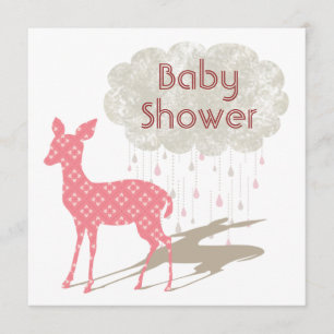 Rosa Bambi Baby Shower Inledning Inbjudningar