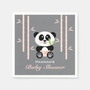 Rosa Bamboo Panda i dagstidningar Baby Shower Napk Pappersservett