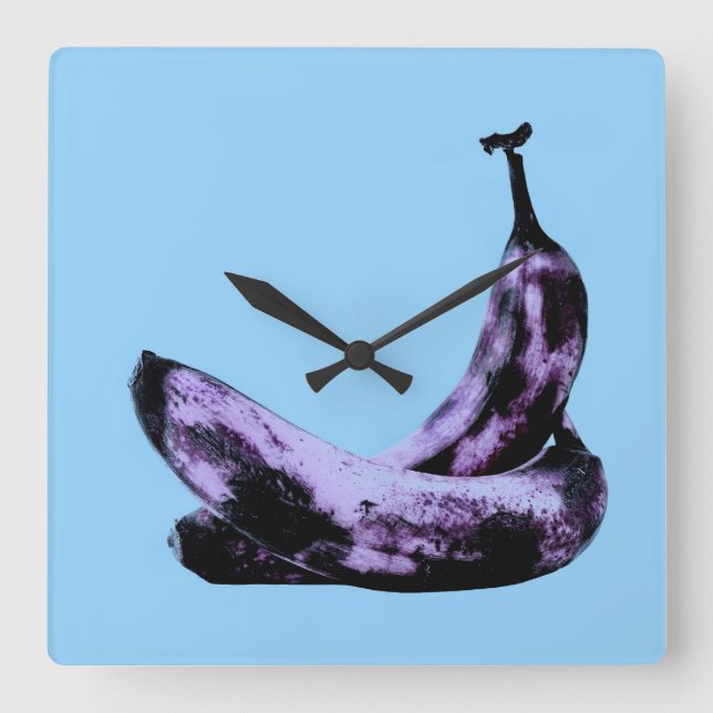 Rosa Bananas Pop Art Fyrkantig Klocka (Framsida)