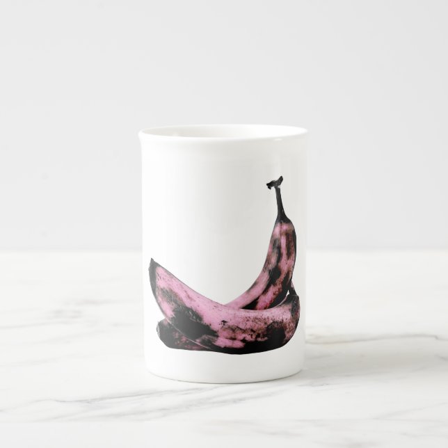 Rosa bananer Cool Rolig Unik Benporslin Mugg (Framsidan)
