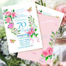Rosa band 70-års födelsedagsinbjudan