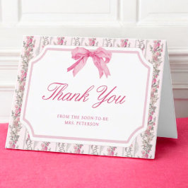 Rosa band älsklingsstuga kokett bröllopsdusch tack kort