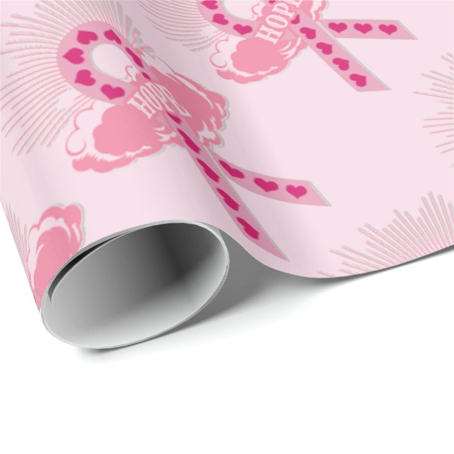 Rosa Band av Hoppets Rosa Wrapping Papper Presentpapper (Rullad Hörn)