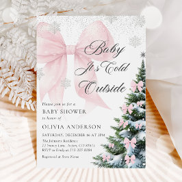 Rosa band baby det är kallt ute baby shower inbjudningar