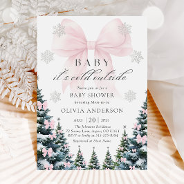 Rosa band baby det är kallt ute baby shower inbjudningar