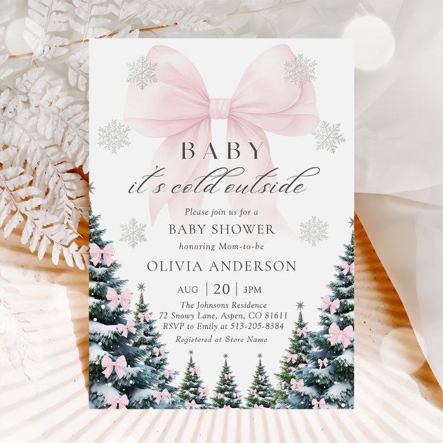Rosa band baby det är kallt ute baby shower inbjudningar (Skapare uppladdad)