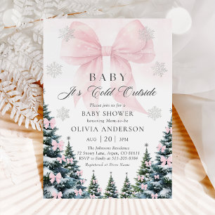 Rosa band baby det är kallt ute baby shower inbjudningar
