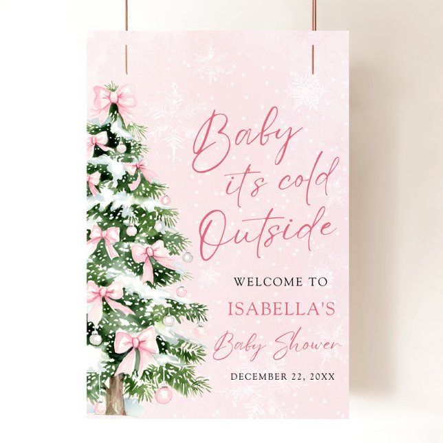 Rosa band baby det är kallt ute baby shower poster (Skapare uppladdad)