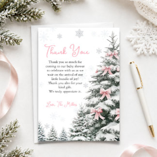 Rosa band baby Det är kallt ute vinter baby shower Tack Kort