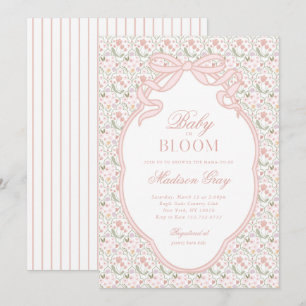 Rosa band baby i blom Baby Shower-inbjudan Inbjudningar