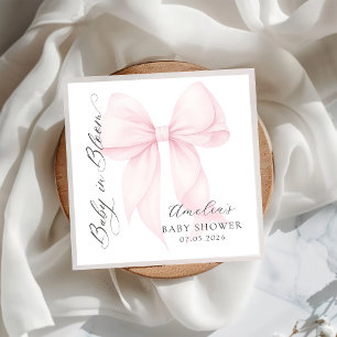 Rosa band baby i blom Baby Shower pappersservett