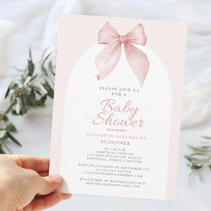 Rosa band baby shower Elegant flickaktig Inbjudningar
