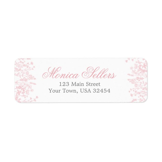 rosa band baby shower-inbjudan returadress etikett (Framsidan)